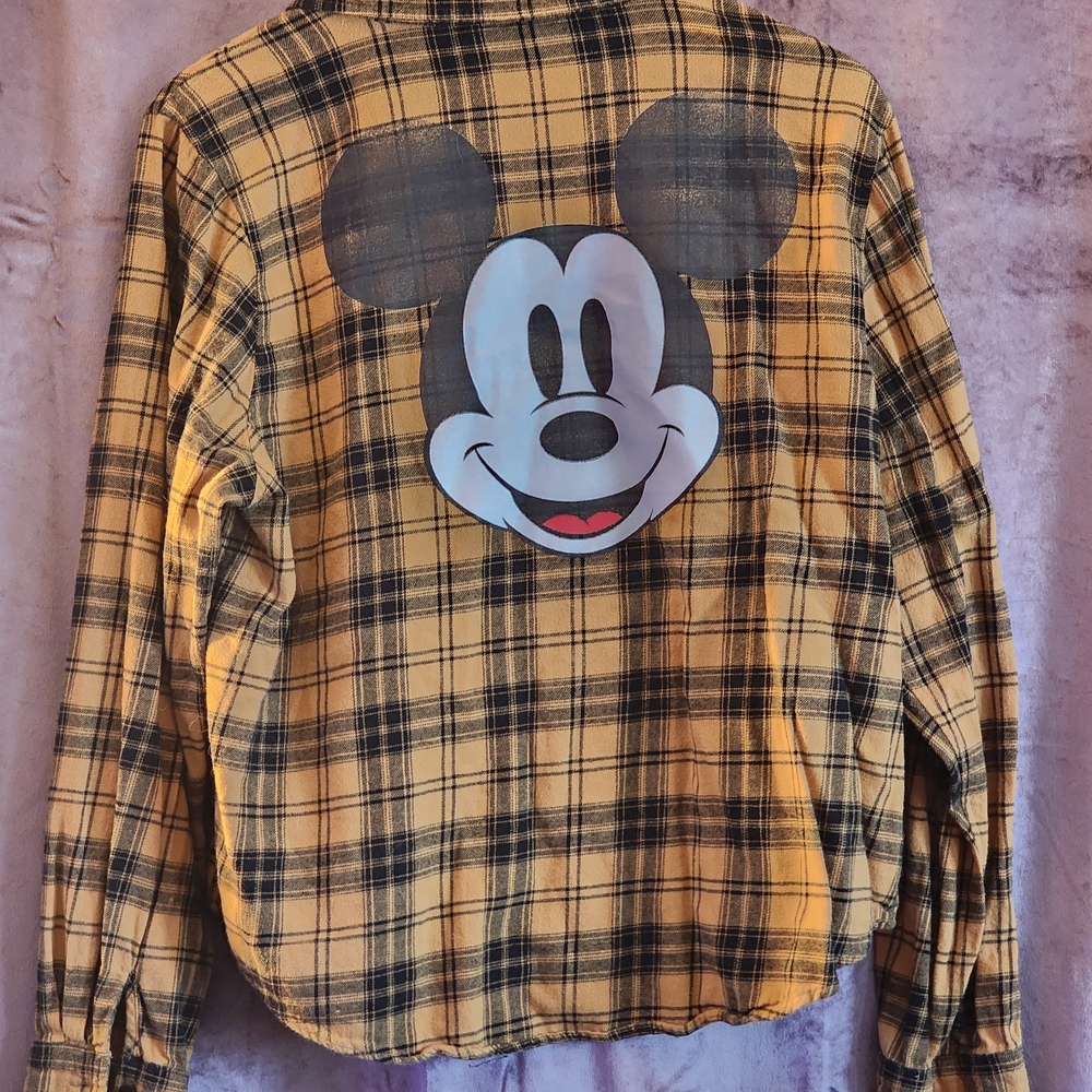 Disney Mickey Mouse Tan Checkered Shirt
